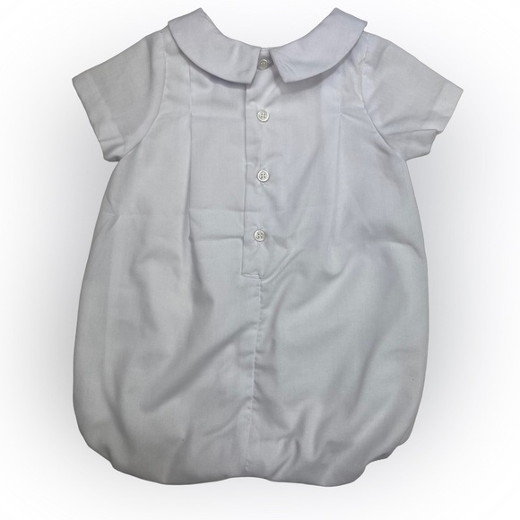 NWT Luli and Me White Hand Embroidered Boy Collar Bubble - Picture 2 of 7